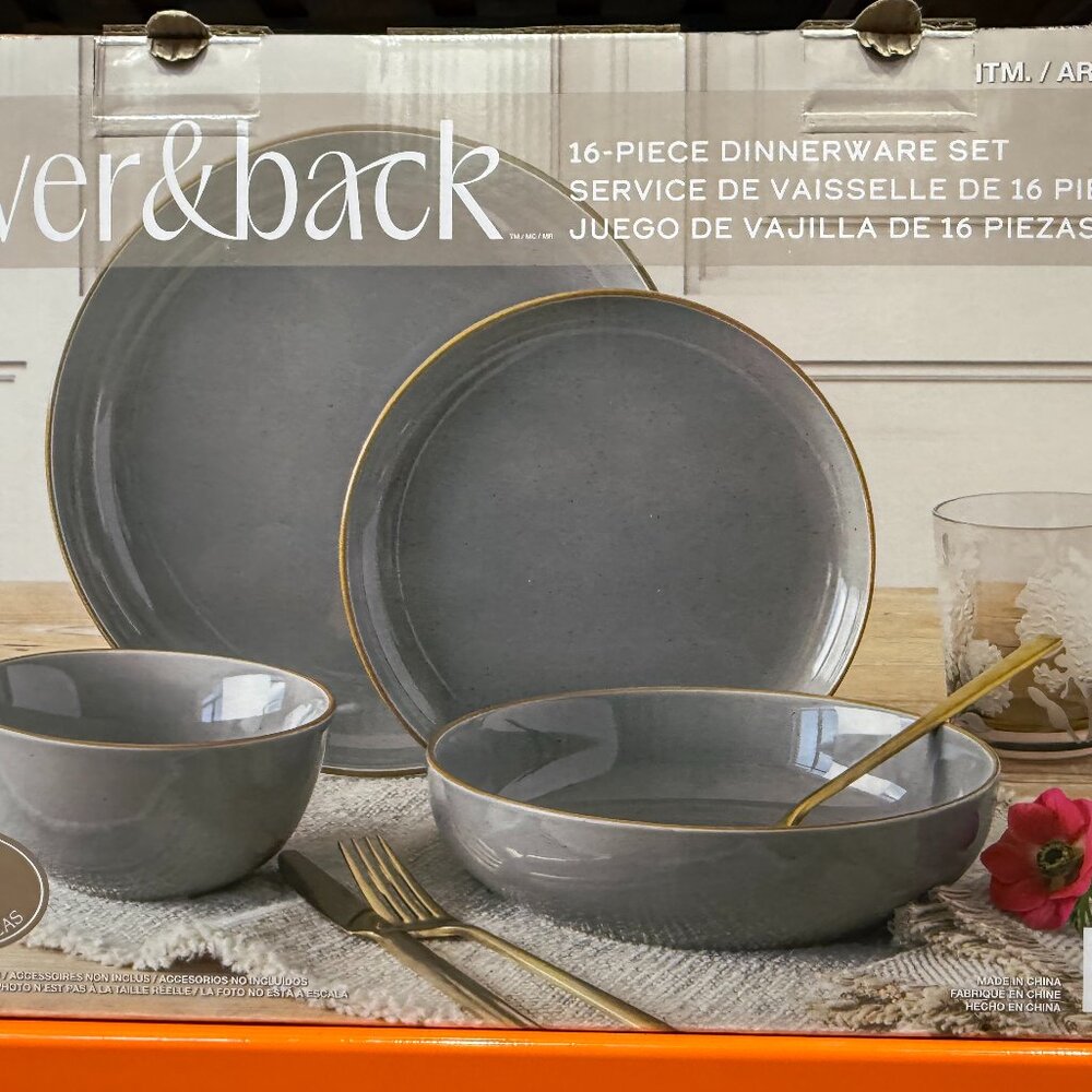 New OverandBack Options 16 pc Dinnerware Set (Gray)